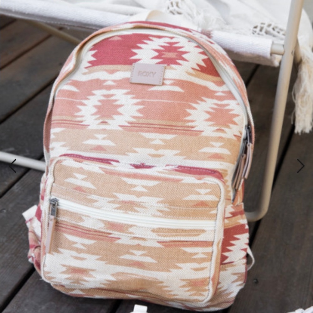 Roxy 15 L Medium Canvas Backpack. cotton-linen fabric ,front zip pocket *NEW